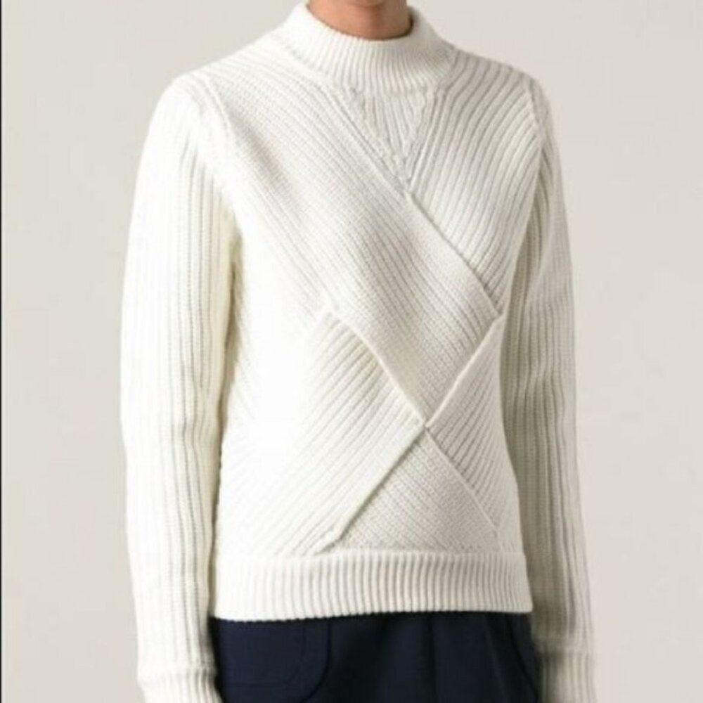 CARVEN Criss Cross Sweater in ivory